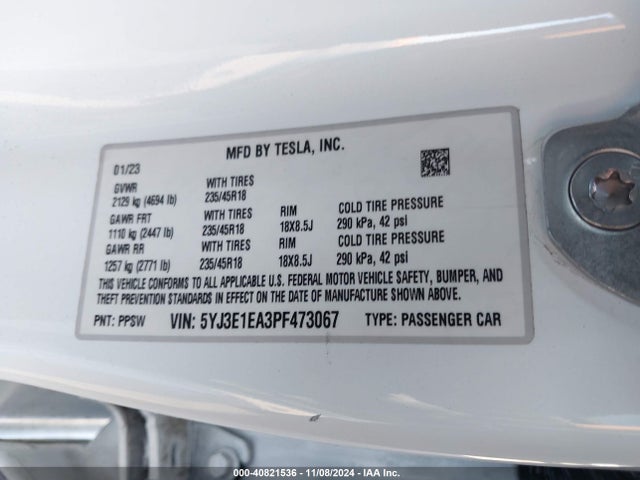 2023 TESLA MODEL 3 5YJ3E1EA3PF473067 Photo 8