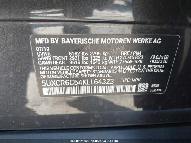 5UXCR6C54KLL64323 BMW X5 Xdrive40i