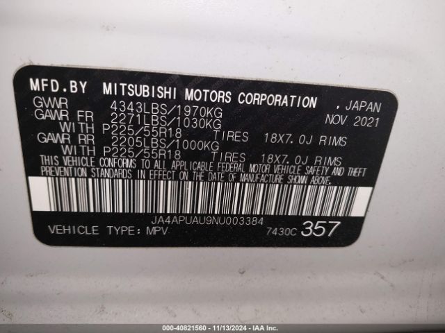 2022 MITSUBISHI OUTLANDER SPORT JA4APUAU9NU003384 Photo 8