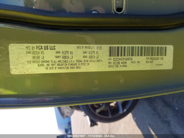 2C3CDXHG7KH608726 Dodge Charger Gt Rwd
