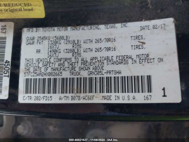 5TFCZ5AN2HX082665 Toyota Tacoma Trd Off Road