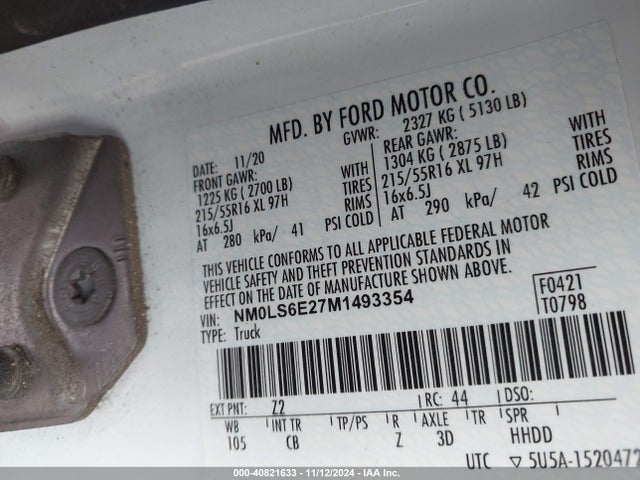 Ford Transit Connect Xl 2021 NM0LS6E27M1493354 Image 9