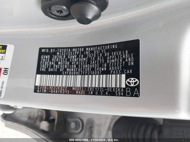 Toyota Corolla S/s Plus/s Premium 2015 5YFBURHE7FP318097 Image 9