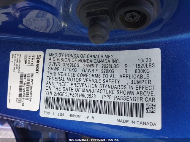 Honda Civic Sport 2020 2HGFC2F80LH600528 Image 9