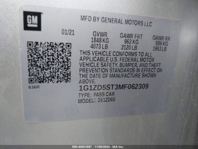 2021 CHEVROLET MALIBU 1G1ZD5ST3MF062309 Photo 8