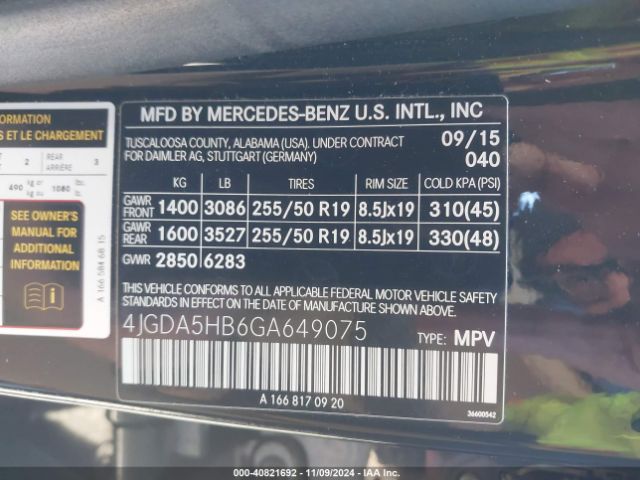4JGDA5HB6GA649075 Mercedes-Benz Gle 350 4matic