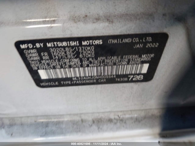 ML32AUHJ0NH005544 Mitsubishi Mirage Es/le