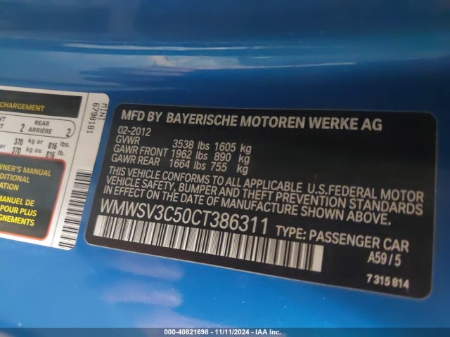2012 MINI COOPER S WMWSV3C50CT386311 Photo 8