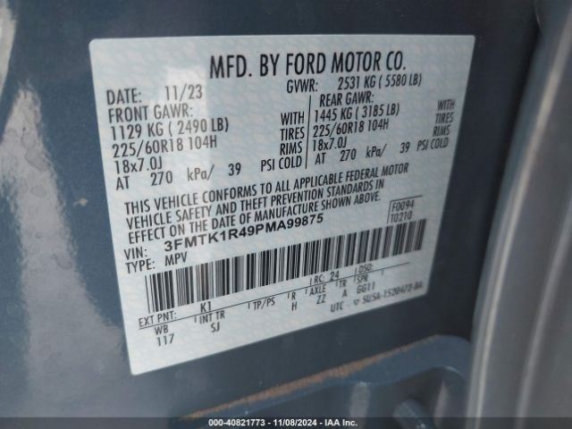 3FMTK1R49PMA99875 Ford Mustang Mach-e Select