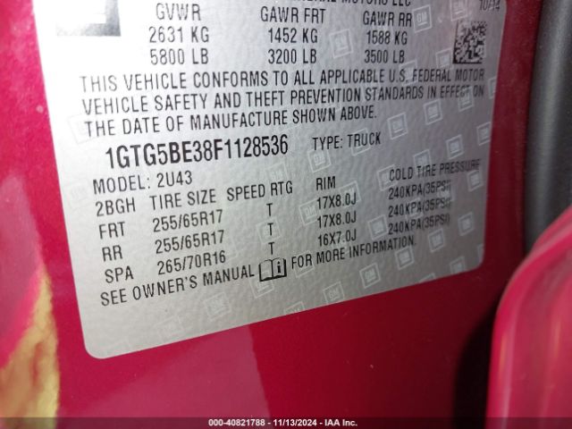 1GTG5BE38F1128536 GMC CANYON SLE