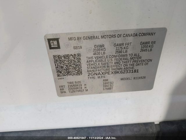 2GNAXPEX9K6233181 Chevrolet Equinox Premier