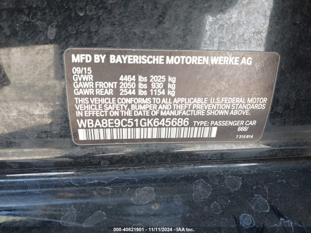 WBA8E9C51GK645686 BMW 328I