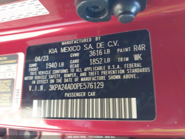 3KPA24AD0PE576129 KIA RIO S