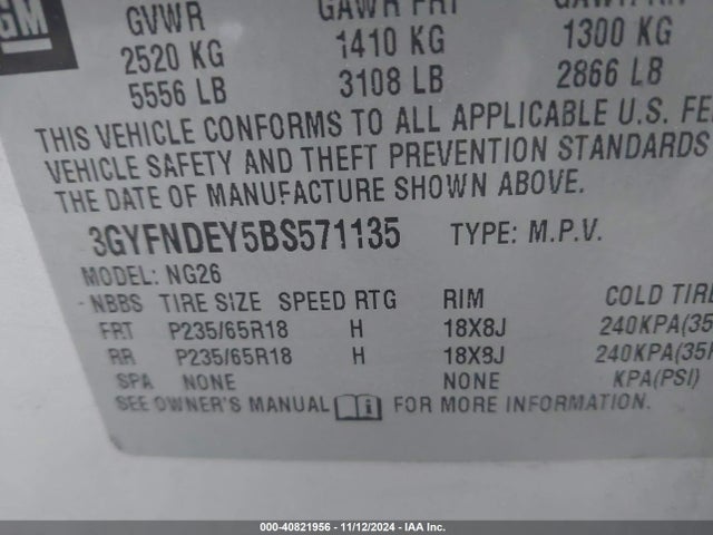 2011 CADILLAC SRX 3GYFNDEY5BS571135 Photo 8