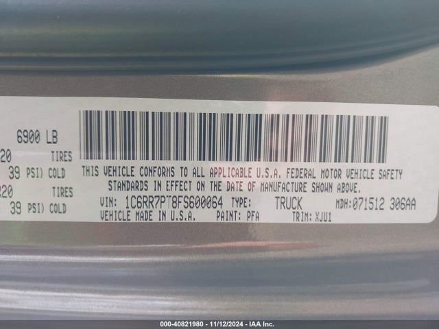 1C6RR7PT8FS600064 RAM 1500 Laramie Longhorn