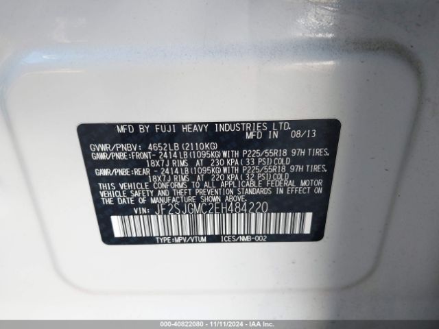 JF2SJGMC2EH484220 Subaru Forester 2.0xt Touring