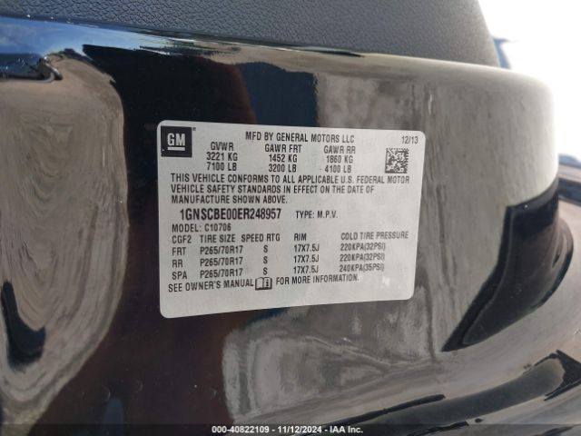 1GNSCBE00ER248957 Chevrolet Tahoe Lt