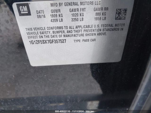 1G1ZF5SX7GF357527 Chevrolet MALIBU 2LT