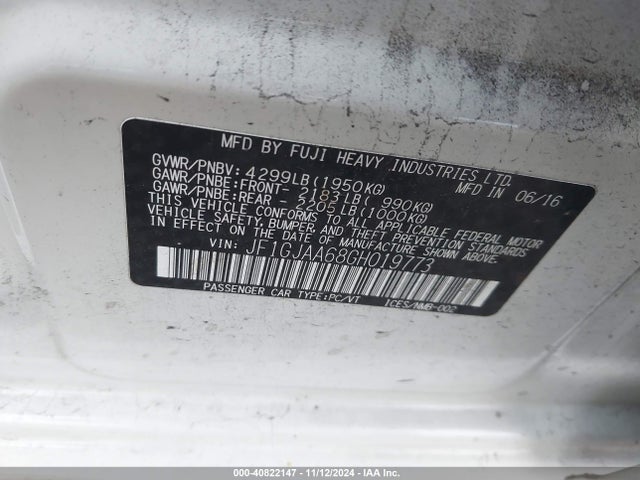 Subaru Impreza 2.0i 2016 JF1GJAA68GH019773 Image 9