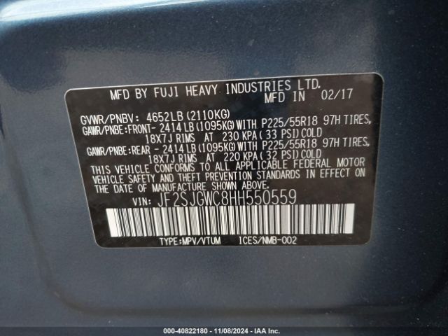 JF2SJGWC8HH550559 Subaru Forester 2.0xt Touring