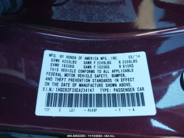 1HGCR2F3XEA234147 Honda ACCORD LX
