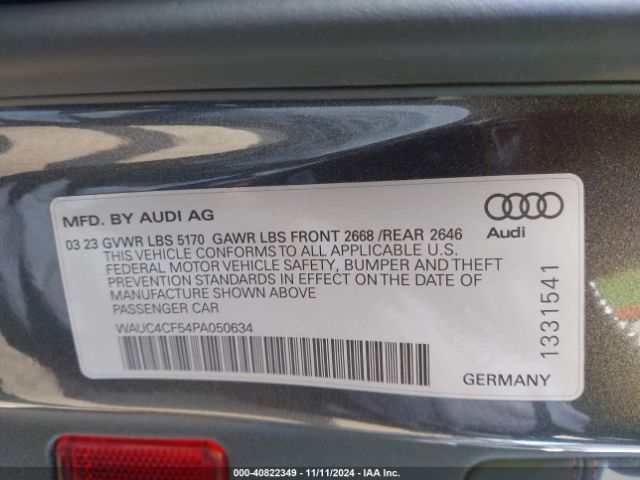 WAUC4CF54PA050634 Audi S5 Sportback Premium Plus Tfsi Quattro Tiptronic