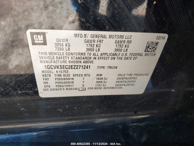 Chevrolet Silverado 1500 2lz 2014 1GCVKSEC2EZ271241 Image 9