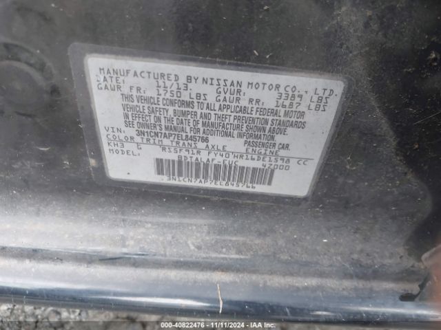 3N1CN7AP7EL845766 Nissan Versa 1.6 S