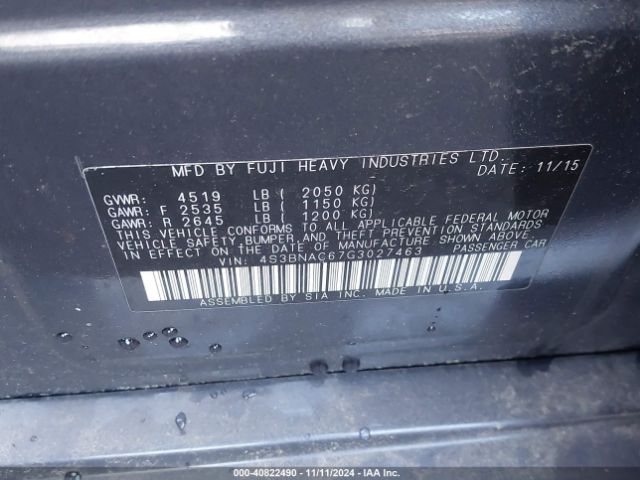 4S3BNAC67G3027463 Subaru Legacy 2.5i Premium