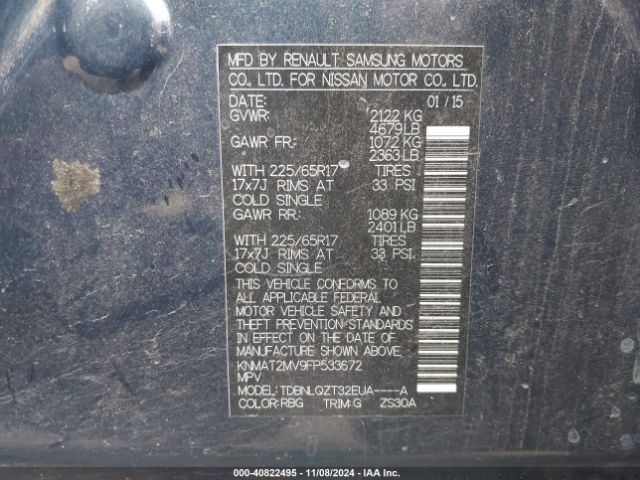 KNMAT2MV9FP533672 Nissan ROGUE SV