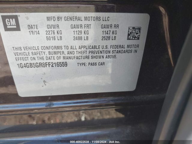 1G4GB5GR8FF216559 Buick Lacrosse Leather