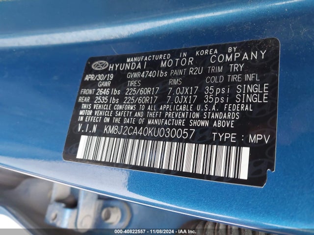Hyundai TUCSON SE 2019 KM8J2CA40KU030057 Image 9