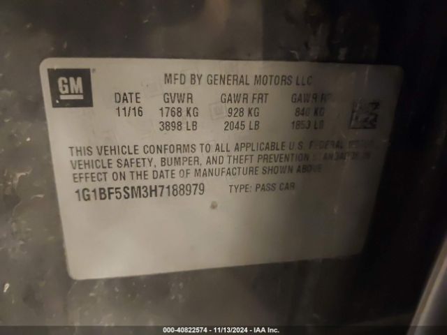 1G1BF5SM3H7188979 Chevrolet Cruze Premier Auto
