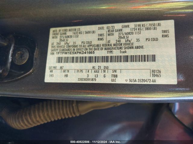 1FTFW1E5XPKD41665 Ford F-150 Lariat