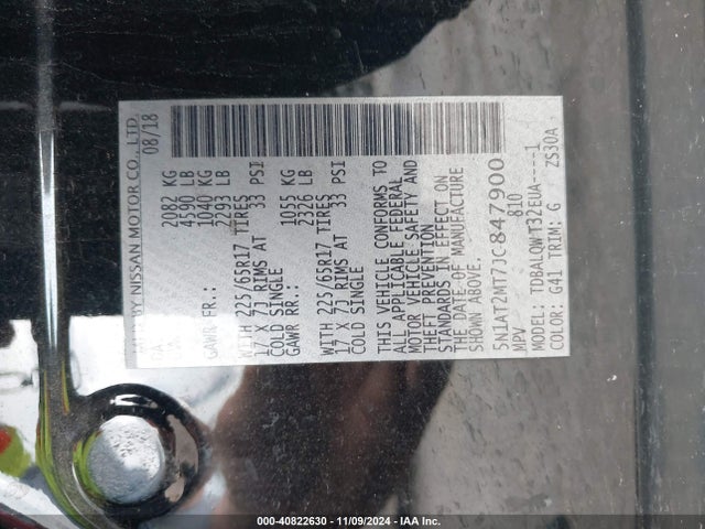 Nissan ROGUE SV 2018 5N1AT2MT7JC847900 Image 9