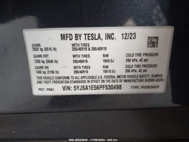 5YJSA1E56PF530498 Tesla Model S Dual Motor All-wheel Drive/standard Range