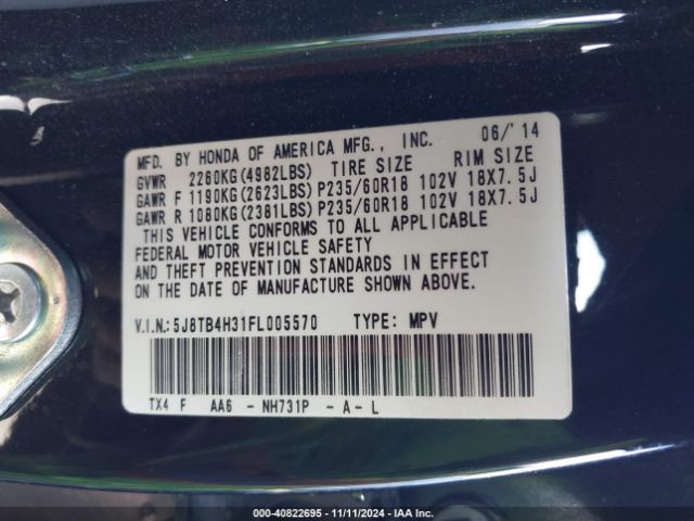 5J8TB4H31FL005570 Acura RDX