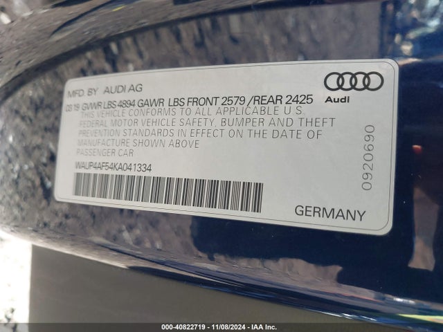 WAUP4AF54KA041334 Audi S5 3.0t Premium
