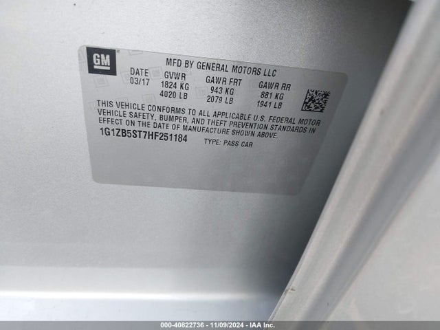 Chevrolet MALIBU LS 2017 1G1ZB5ST7HF251184 Image 9