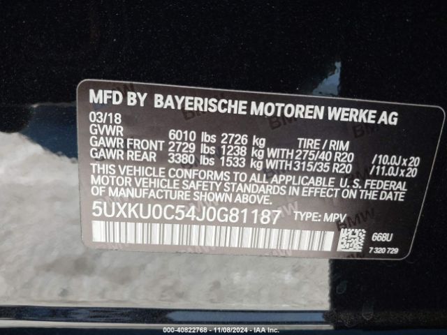 5UXKU0C54J0G81187 BMW X6 Sdrive35i