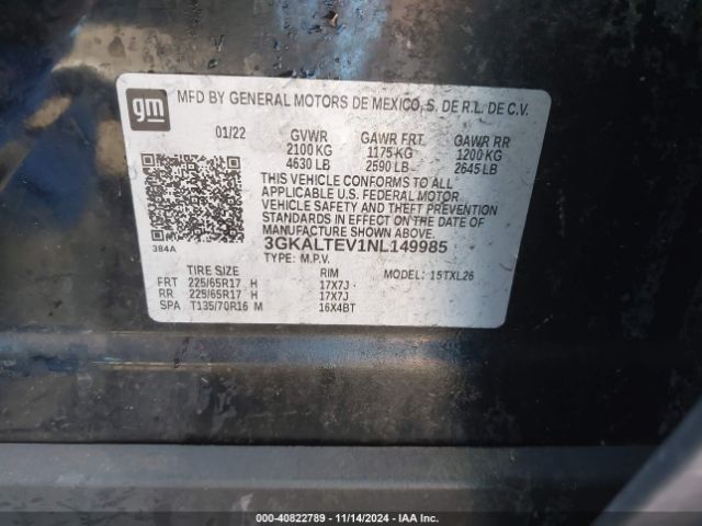 3GKALTEV1NL149985 GMC Terrain Awd Sle