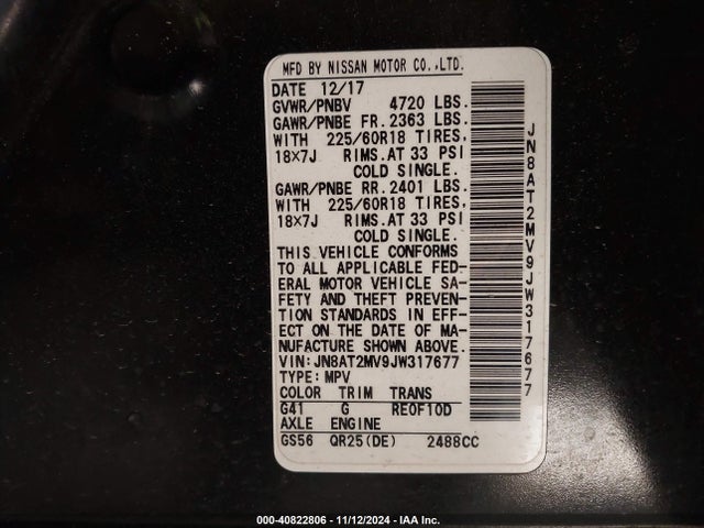 Nissan Rogue Sl 2018 JN8AT2MV9JW317677 Image 9