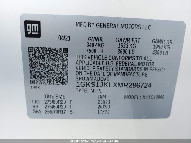 1GKS1JKLXMR286724 GMC Yukon Xl 2wd Denali