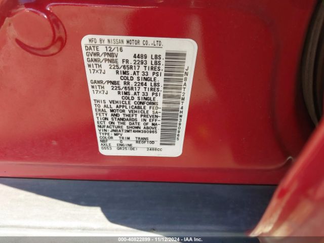 JN8AT2MT4HW390965 Nissan ROGUE SV