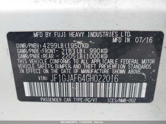 JF1GJAF64GH022016 Subaru Impreza 2.0i Premium