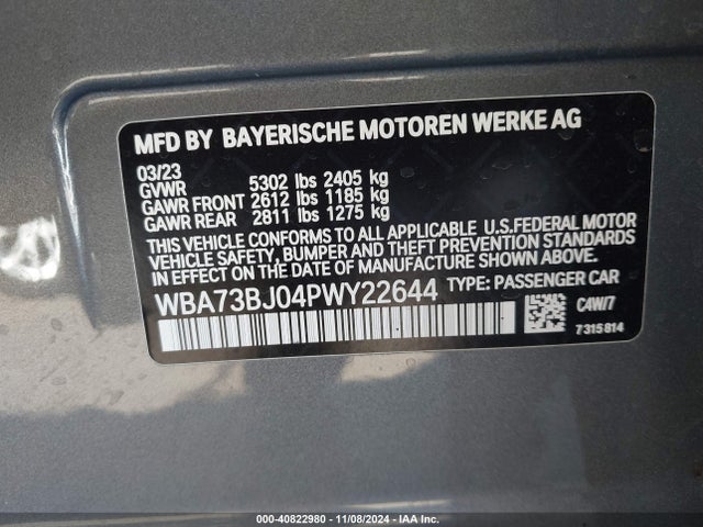 WBA73BJ04PWY22644 BMW 540 I Xdrive
