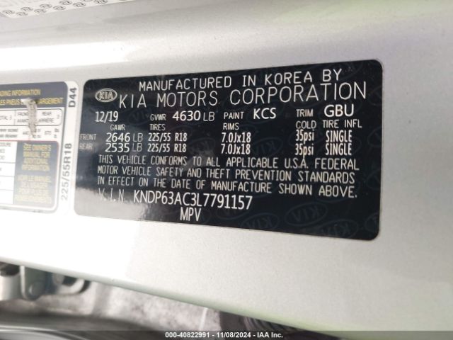 KNDP63AC3L7791157 KIA SPORTAGE S
