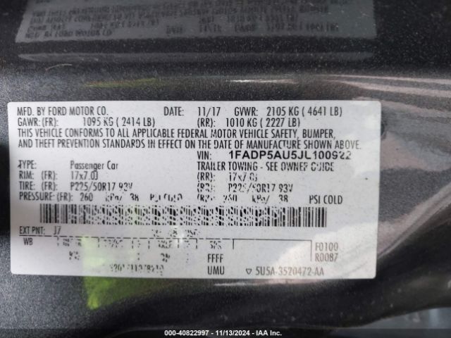 1FADP5AU5JL100922 Ford C-max Hybrid Se
