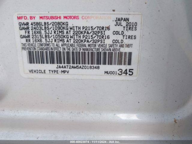 2010 MITSUBISHI OUTLANDER JA4AT2AW5AZ018348 Photo 8