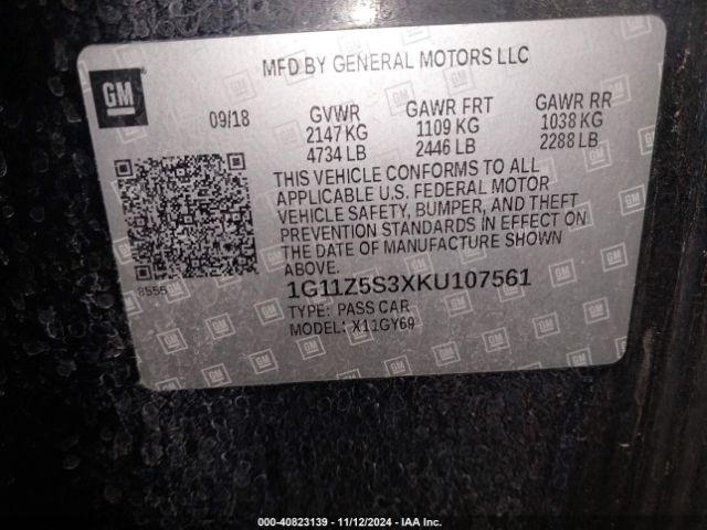 1G11Z5S3XKU107561 Chevrolet IMPALA LT
